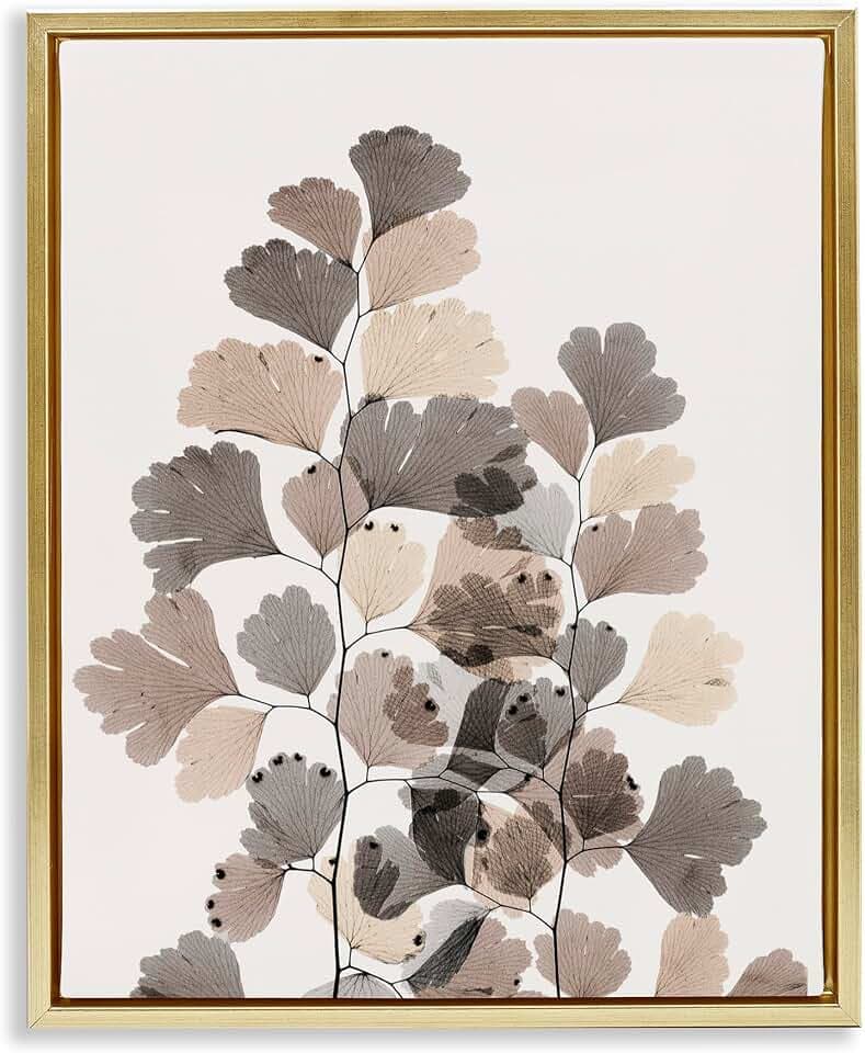 'Modern Ginkgo Leaf Arrangement Translucent'| Floating Frame Canvas Art