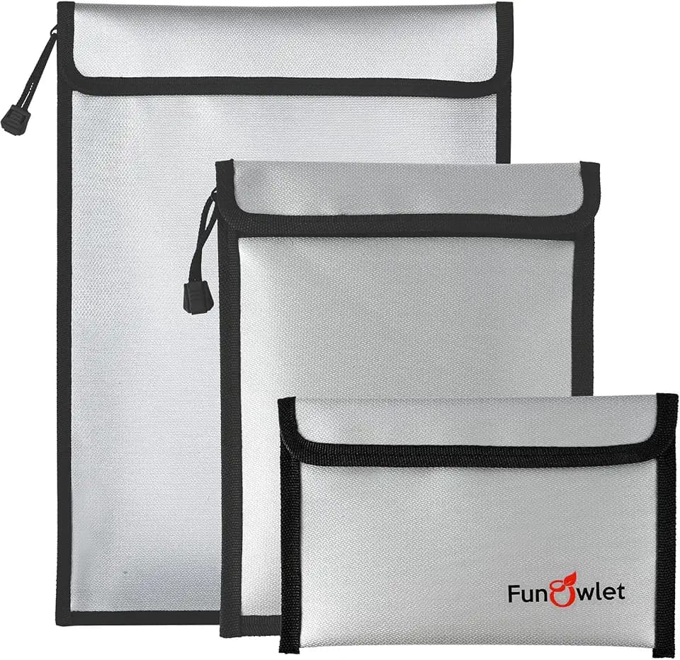 Fireproof Waterproof Money Document Bag, 3Pack Safe Pouch
