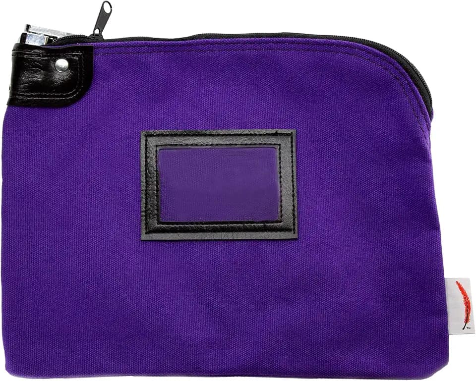 Locking Canvas Cash Bag, Purple, 9 x 12 Inch
