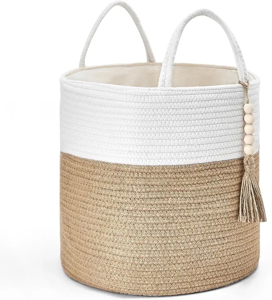 Mkono Woven Storage Basket for Blanket, Toys Plant Organizer, 11"W x 11"L