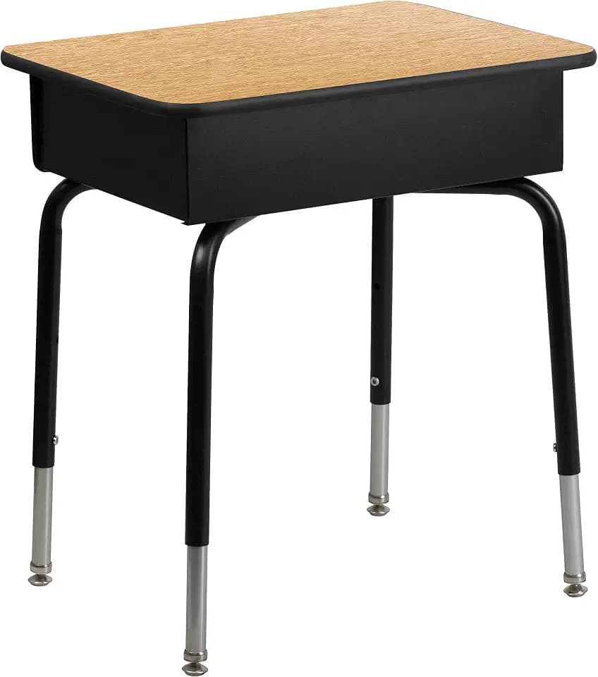 Flash Furniture Metal Student Desk with Open Book Box, Natural