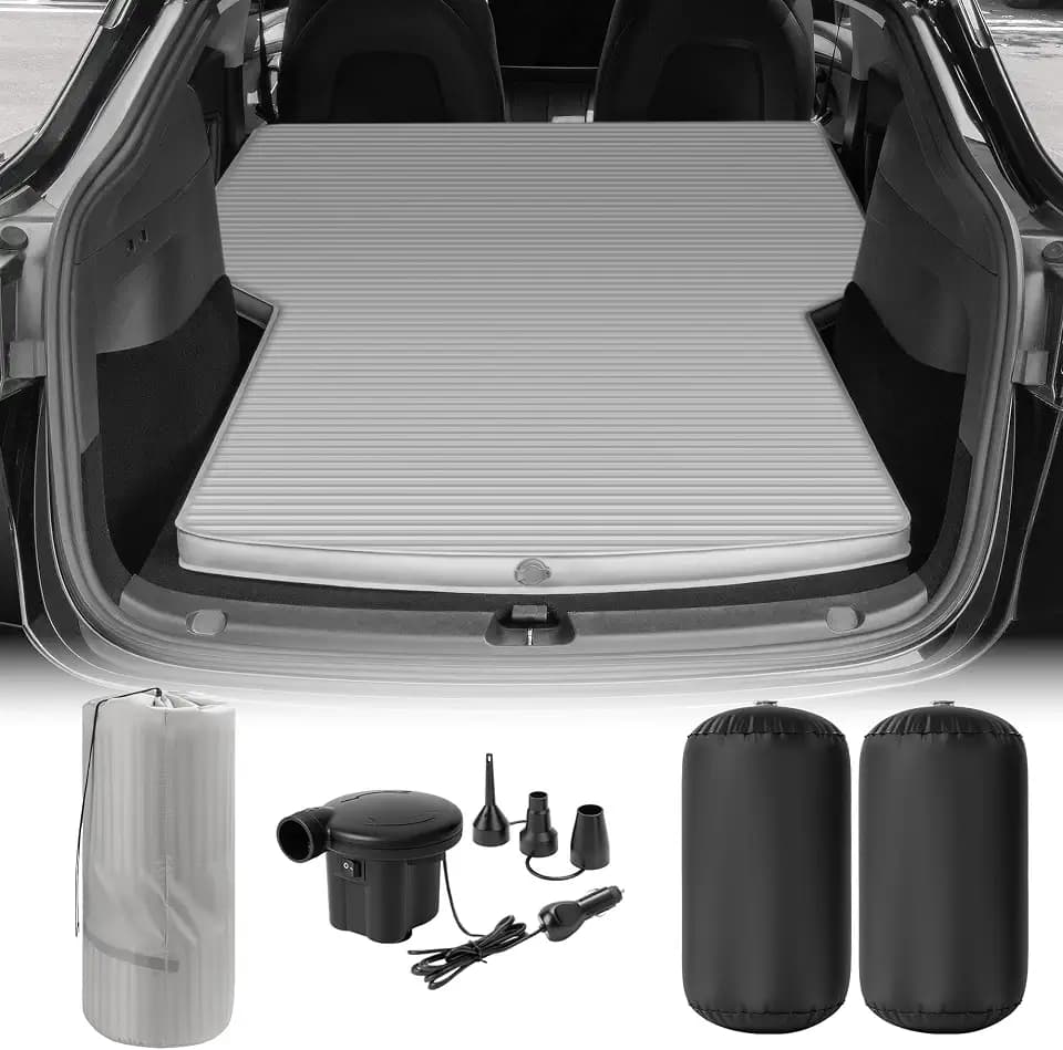 Uireefly Tesla Model Y Mattress Bed Mattress for Tesla Model Y 2020–2026 Inflatable Camping Mattress with Air Pump Grey