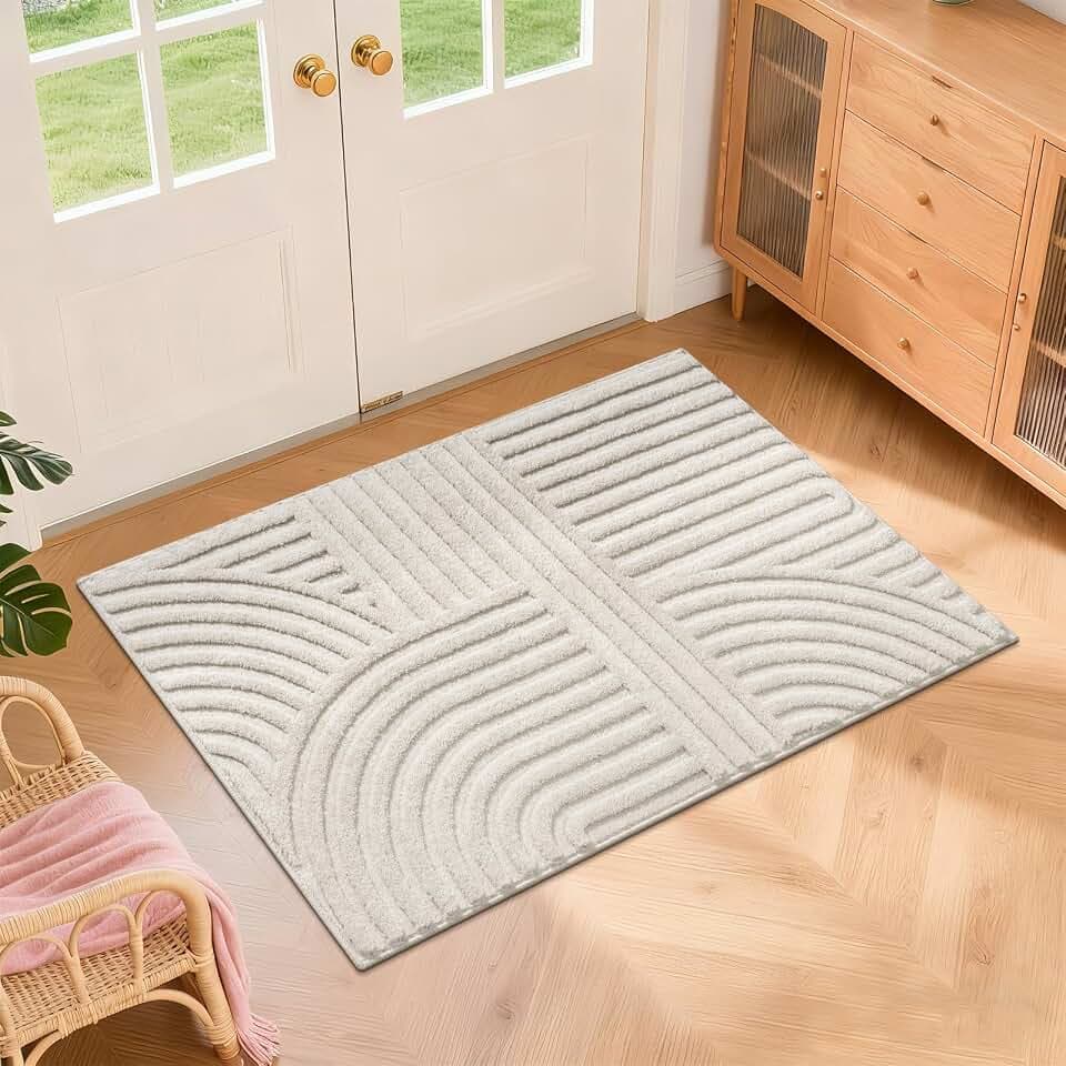 Pauwer 2x3 Area Rugs for Living Room, Modern Non Slip Washable Rug, Beige