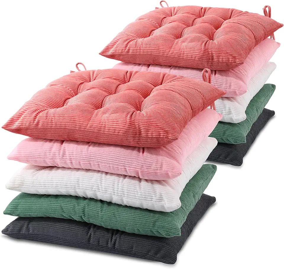 Geetery 10 Pcs Corduroy Chair Cushion with Ties Square Floor, Colorful
