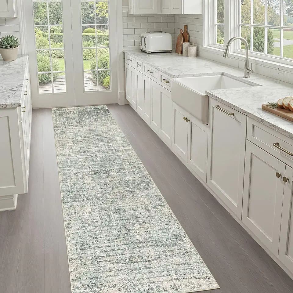 LOONGRUG Runner Rug 3x10 Machine Washable Non-Slip Neutral Rug Sage Green