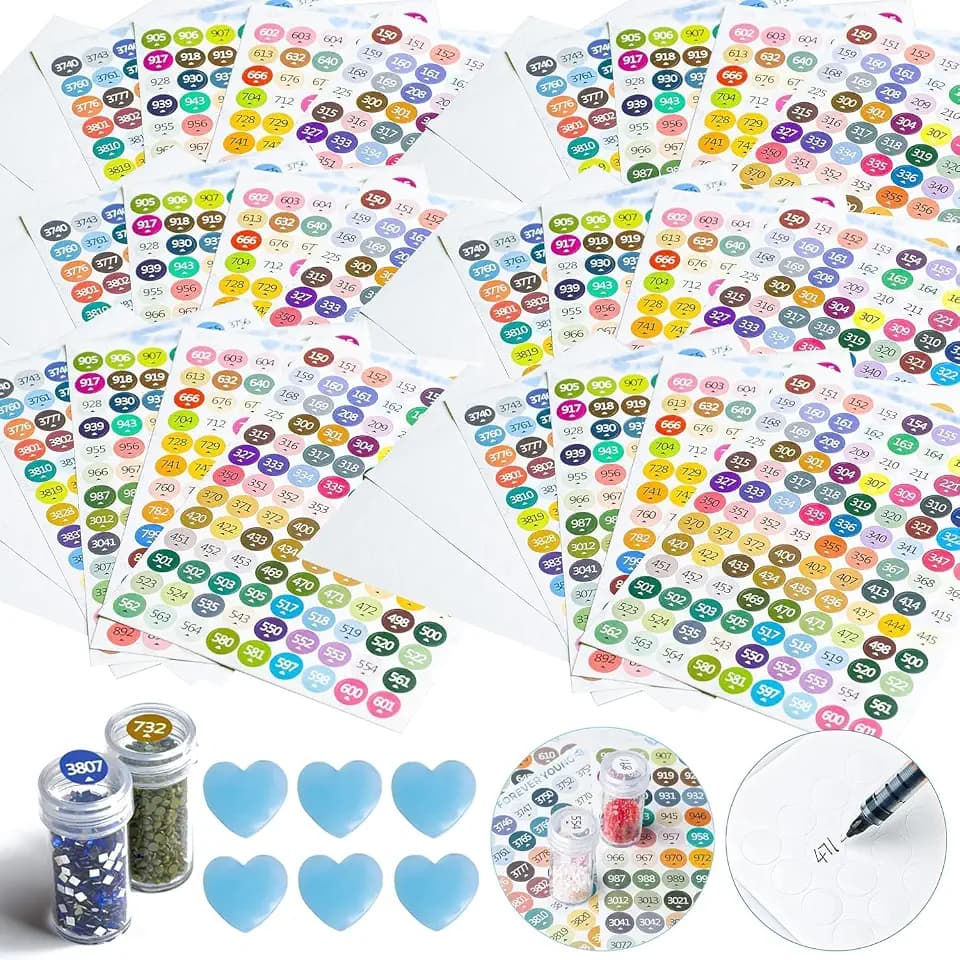 ForeverYoung 447 Color Diamond Painting Labels, 6 Sets Round Stickers