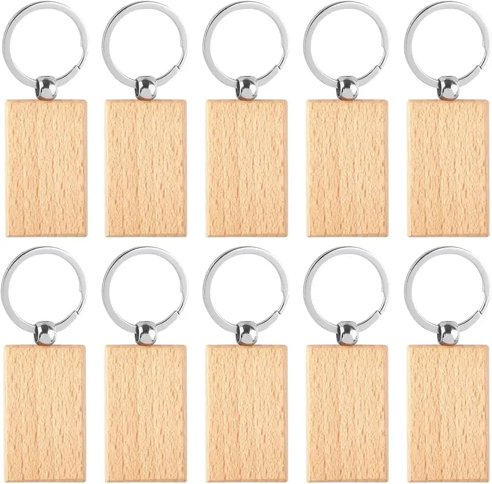 AUEAR, Blank Wooden Key Chain Wood Keychain Key Ring Key Tags Personalized EDC or Best Gift Craft