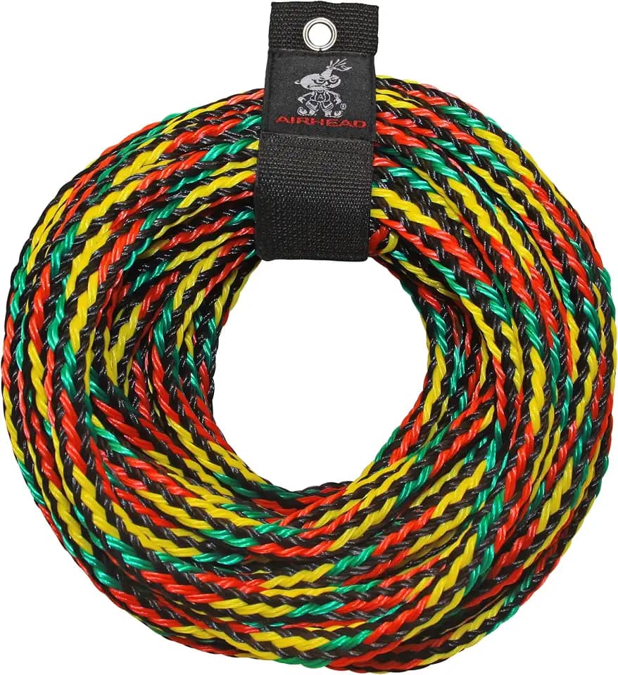 Airhead 1-6 Person Tow Rope for Towable Tubes, Heavy Duty Boat Towline for Tubing, UV Resistant 16 Strand Polypropylene with Rope Keeper, up to 6,000 lb Break Strength