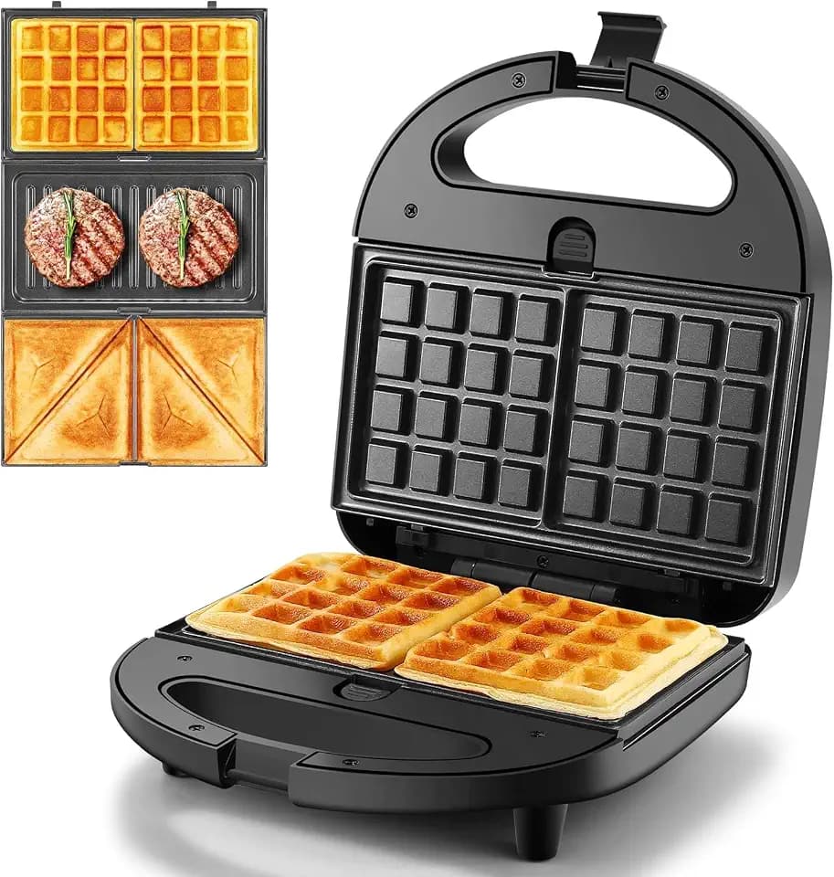 OSTBA 3-in-1 Waffle Maker with Removable Plates, Sandwich Maker