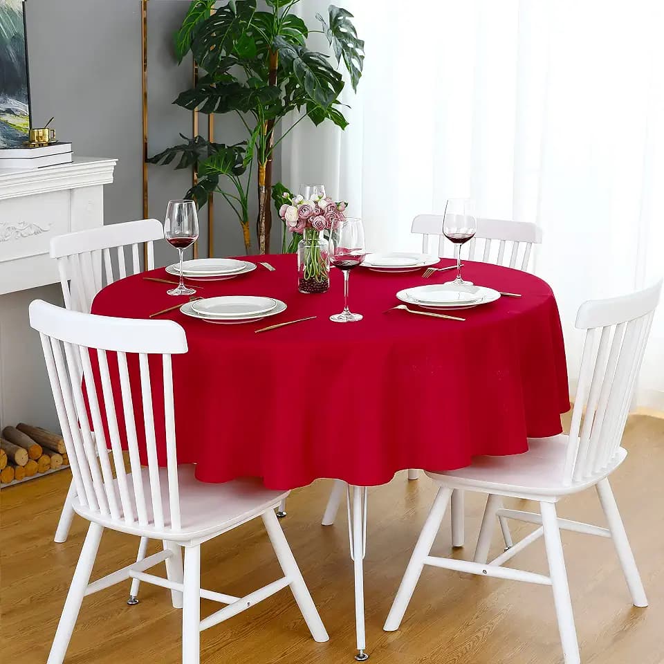 FOLINS&HOME Red 60 Inch Round Tablecloth, Waterproof Table Cloth