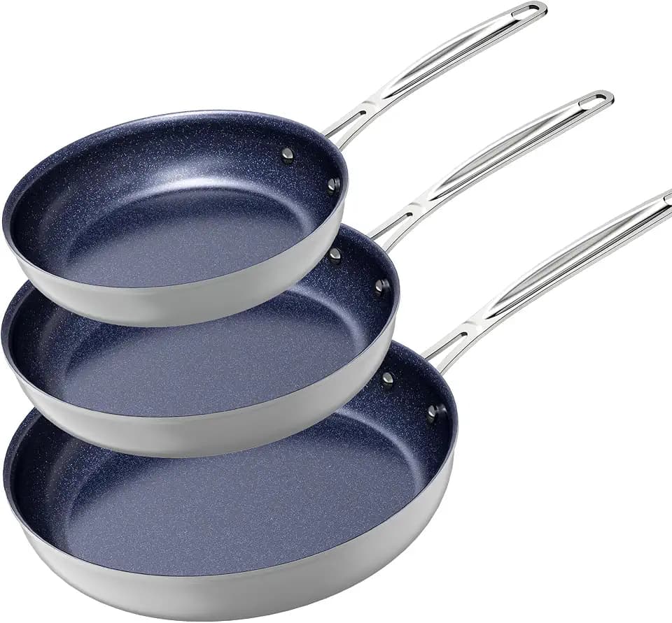 Nuwave 3-Piece Fry Pan Set, 8”, 10”, 12” Forged Lightweight