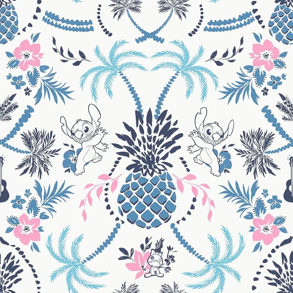 RoomMates Disney Stitch Pineapple Damask Peel and Stick Wallpaper