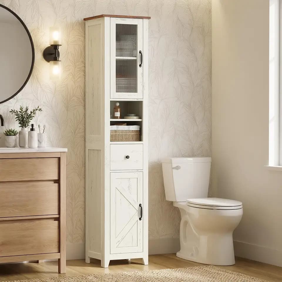 VASAGLE Tall Bathroom Cabinet, Narrow Space Saver, 13 x 12.4 x 67.3 inch