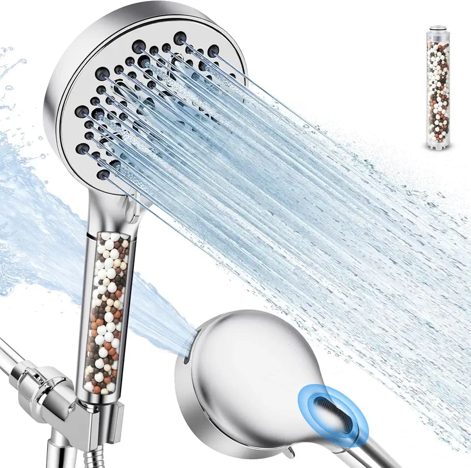 Filtered Shower Head with Handheld, High Pressure 7-Spd Showerhead