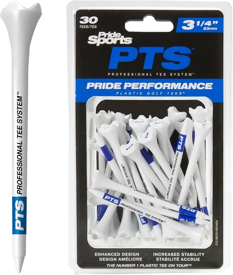 PrideSports PTS Plastic Golf Tees | 30 Count, 3-1/4 Inch | #1 Plastic Tee on Tour | Best for Drivers & Woods