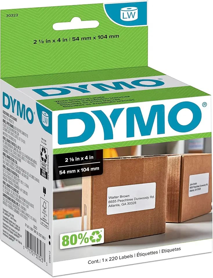 DYMO Authentic LW Shipping Labels, DYMO Labels for LabelWriter Label Printers, 2-1/8" x 4", 1 Roll of 220