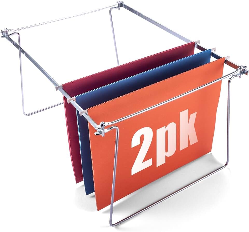 Officemate Letter Size Hanging File Frame, 2-Pack File Holder, Silver