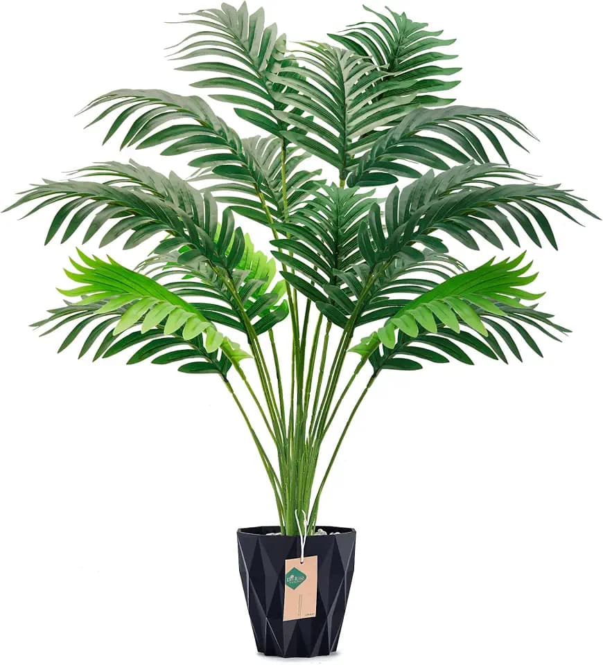 Der Rose 28" Fake Palm Tree, Artificial Plants Indoor in Faceted Black Pot