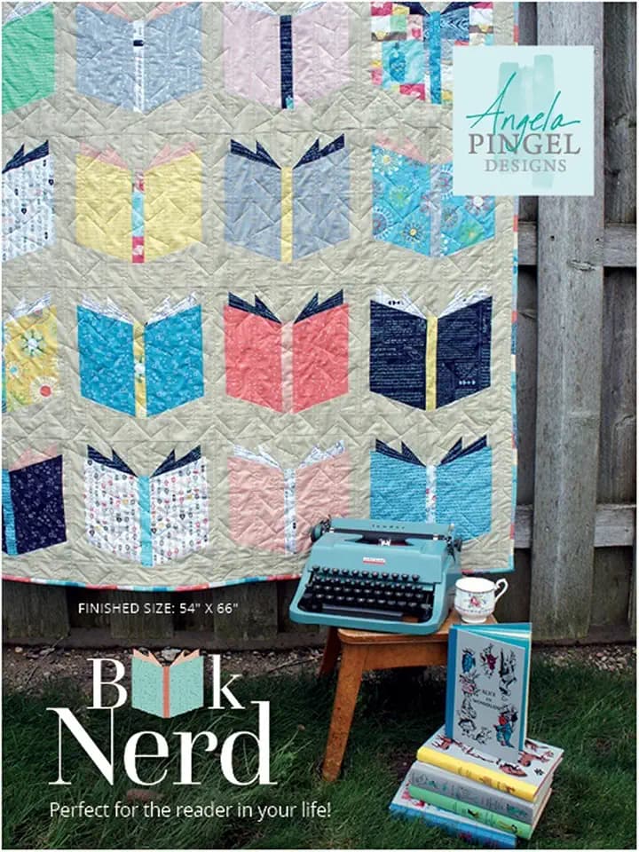 Angela Pingel Designs- Book Nerd Quilt Pattern, Finished Size 54" x 66"