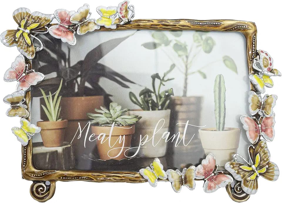 Floral Picture Frame Display Photo 5x7 Photo Frame Made of Metal and High Definition Glass for Table Top Display Horizontal Vertical