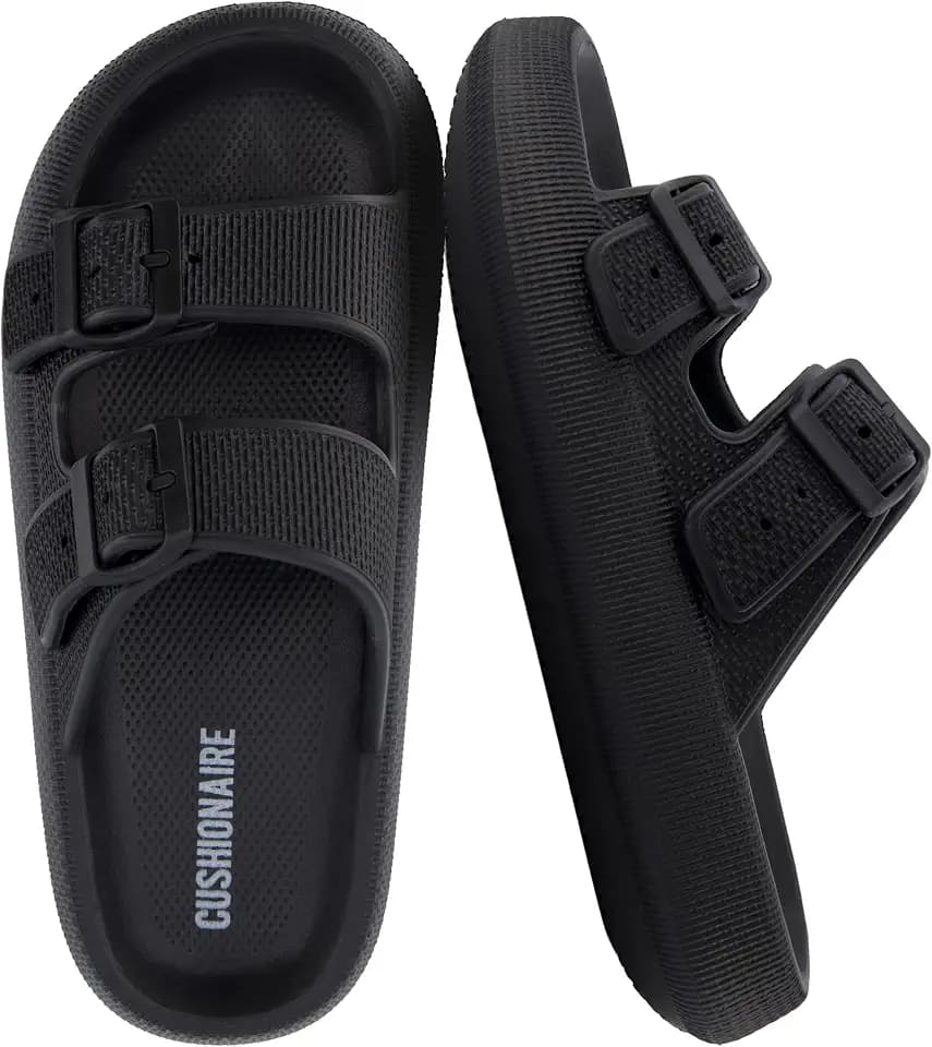 CUSHIONAIRE Fame Pillow Recovery Sandals for Women, Adjustable Double Buckle Waterproof EVA Cloud Slides for Women