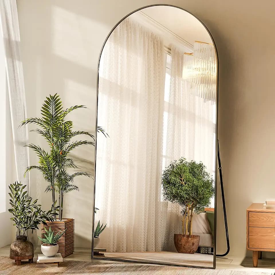 HARRITPURE 76"x34" Arched Full Length Mirror, Black