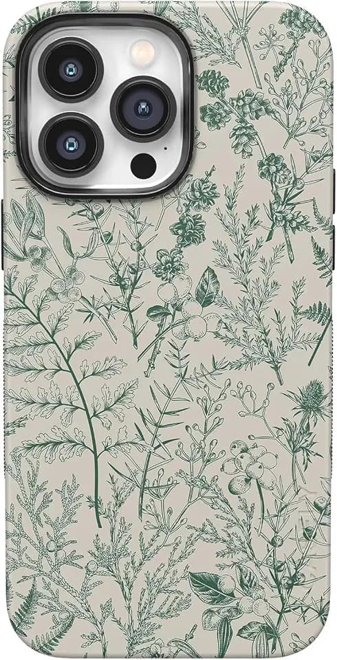 Casely iPhone 14 Pro Case | Sage Garden | Green Floral | Bold Protective Design | Compatible with MagSafe