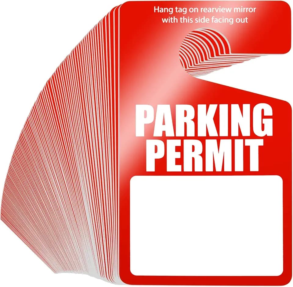 Yexiya 100 Pack Parking Permit Tags for Car Mirror, 3x5 Inch PVC,Red