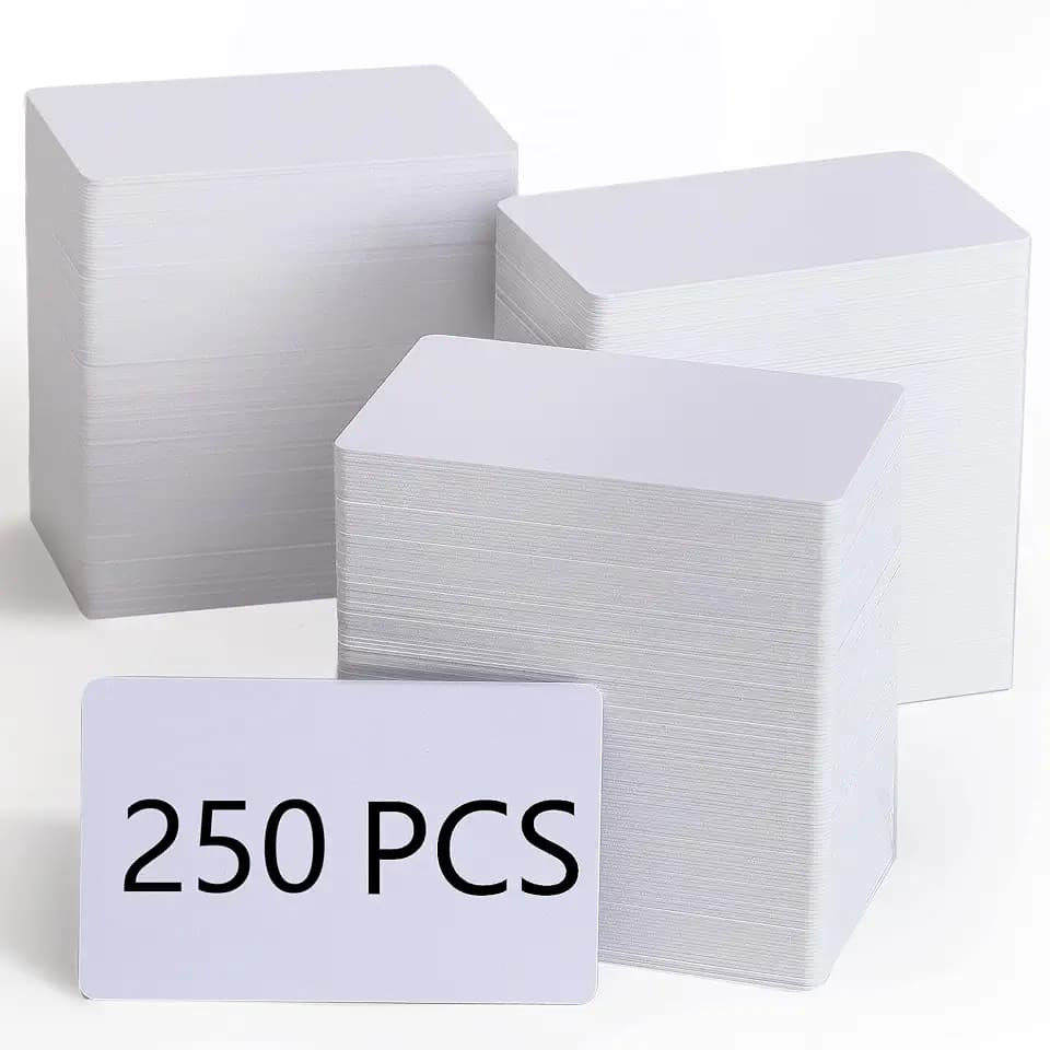 250 Pack, Premium Blank Credit PVC Cards, White Quality Plastic ID Cards, CR80 30 Mil Business Card Blanks for Photo ID Badge Printers