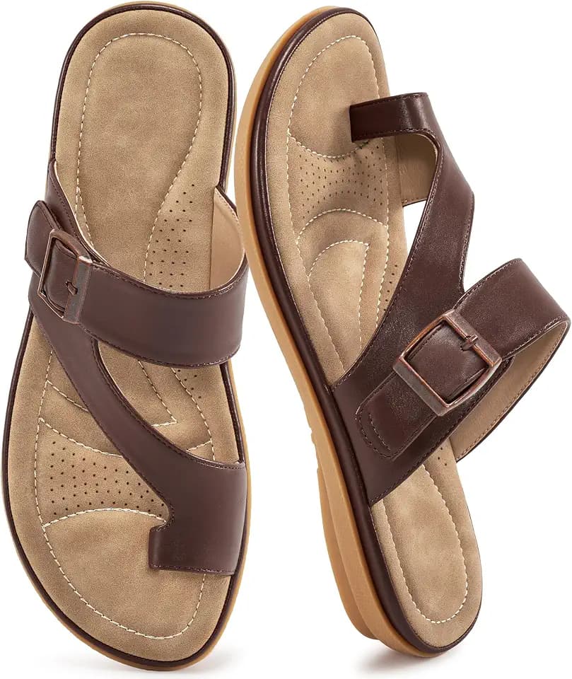 Ablanczoom Womens Sandals Summer Comfortable Dressy Flat Slides 2026 - Ladies Orthopedic Casual Walking Sandal