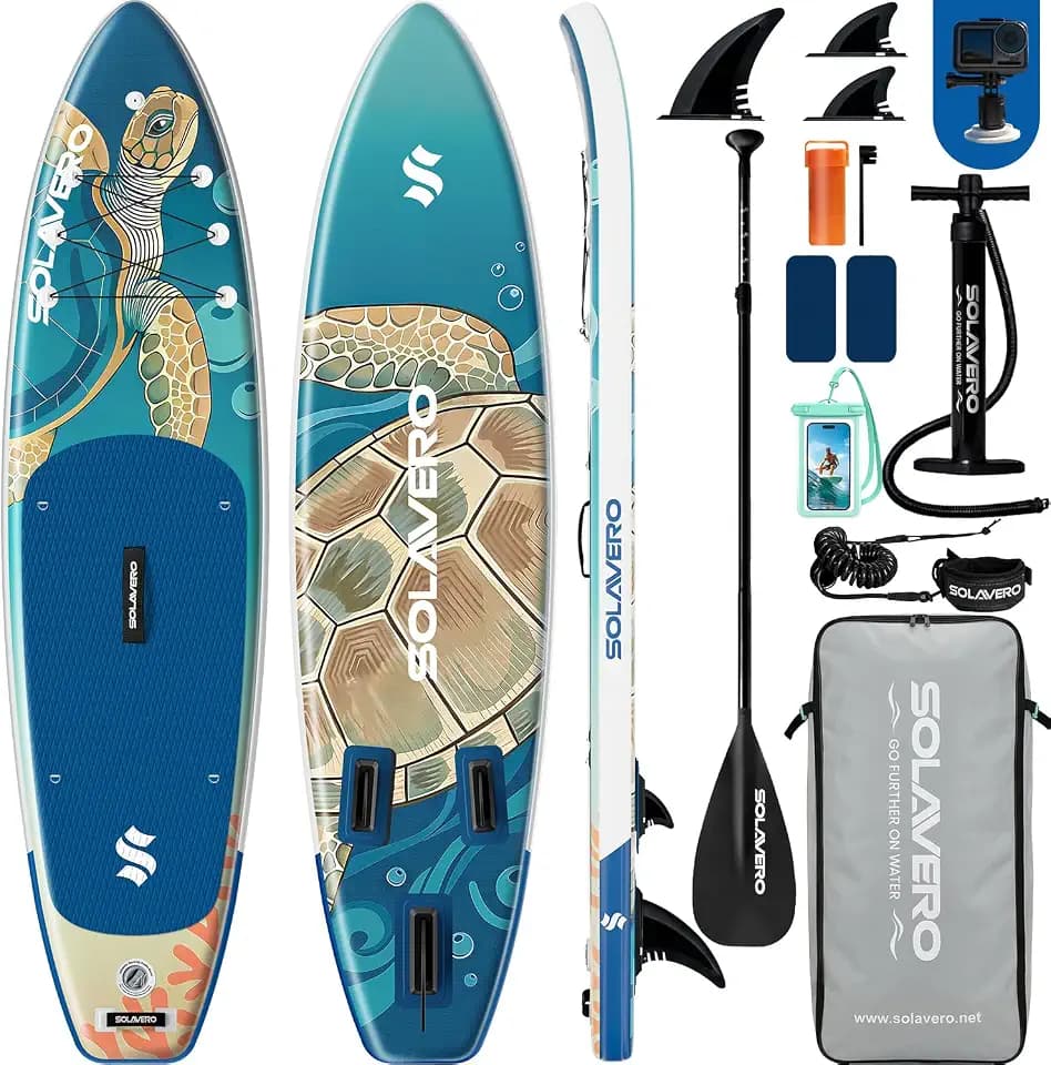 SOLAVERO 10'6"/11’×33” Inflatable Stand Up Paddle Board Supports 450/500LB