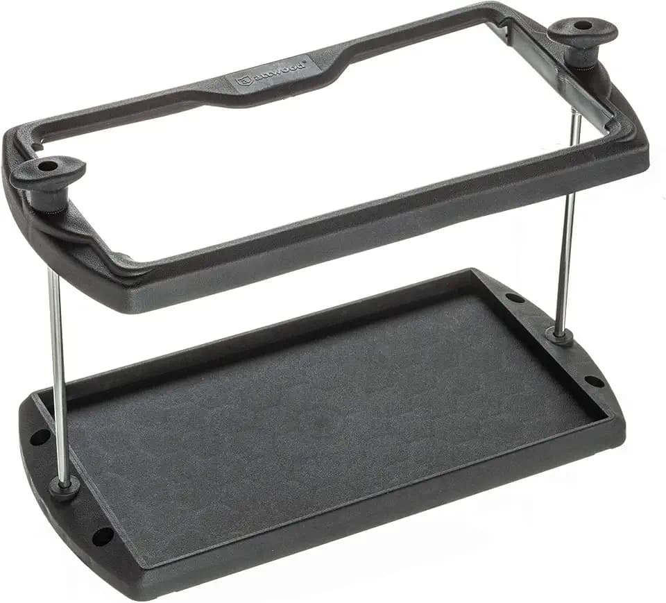 Attwood 9095-5 USCG-Approved 27 Series Heavy Duty Adjustable Hold-Down Marine Boat Battery Tray, Black