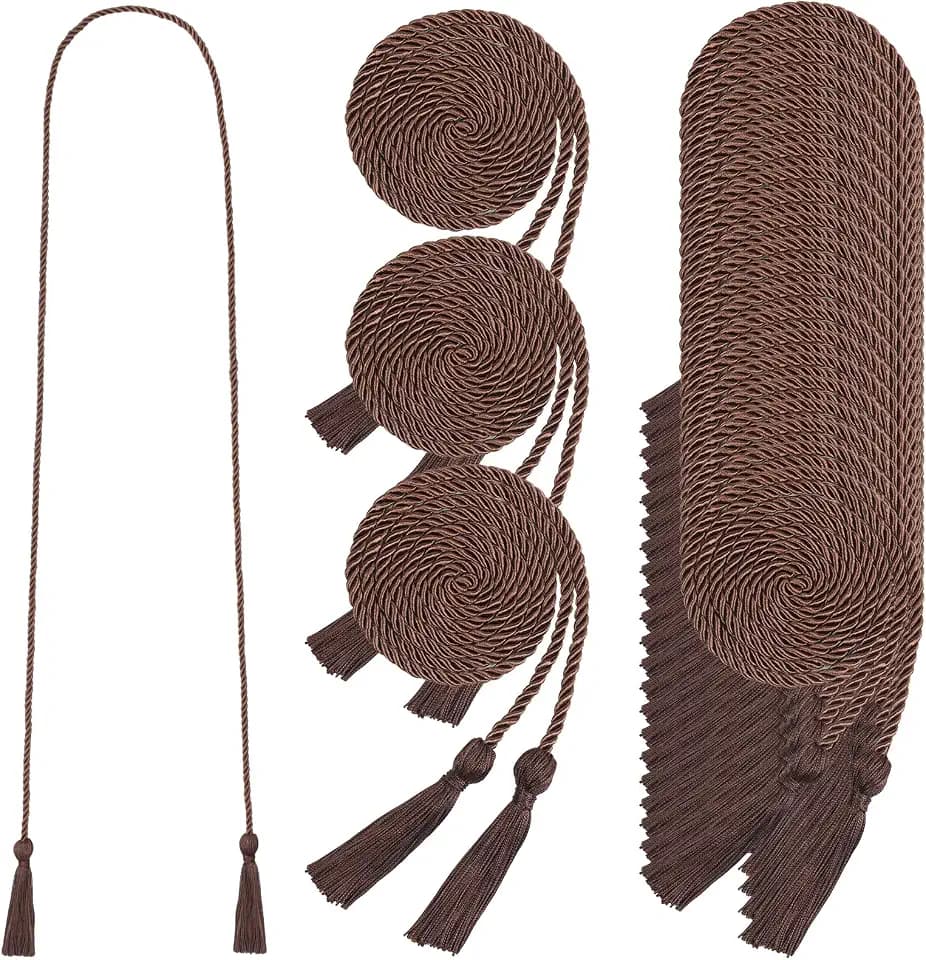 24 pcs Graduation Honor Cords 68" Grad Braided Honor Cord with Tassel Honor Rope Grad Cords Bulk for Graduation Students Bachelor Master Doctoral Gown Grad Decor (Brown)