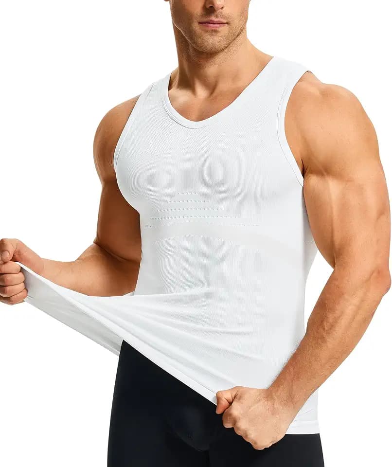 Nebility Shapewear Mens Compression Shirt Body Shaper Slimming Undershirts Sports Vest V Neck Sleeveless Workout Tank Tops