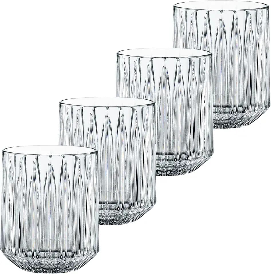 Nachtmann Jules Collection Glass Tumbler Set of 4, 10-Ounce, Clear, Made of Crystal Glass, Use for Water, Sparkling Water, Whiskey, Soft Drinks, and Other Beverages, Dishwasher Safe