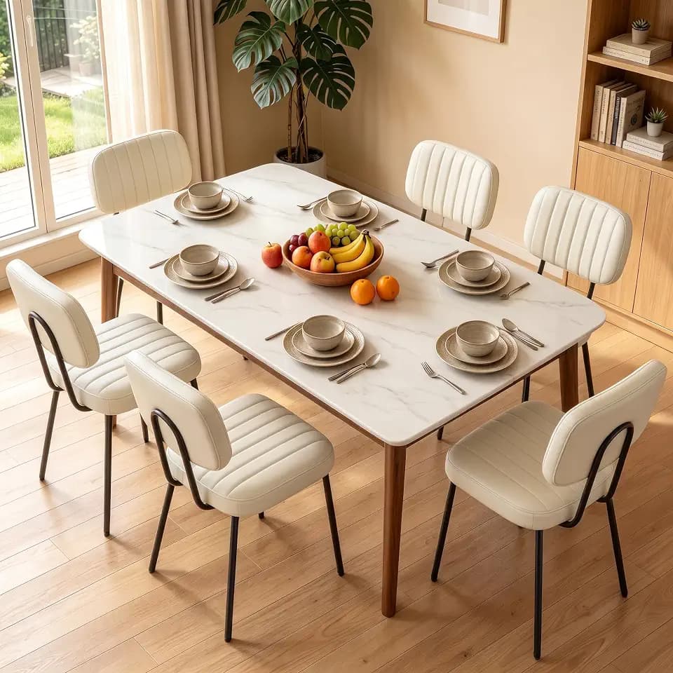 DUMOS Dining Chairs Set of 6, PU Leather Dining Room Chairs with Backrest