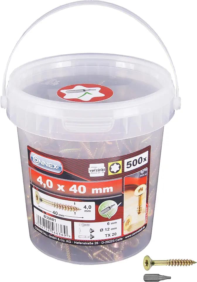Connex Universalschrauben 4,0 x 40 mm – 500 Stück im Set – Senkkopf