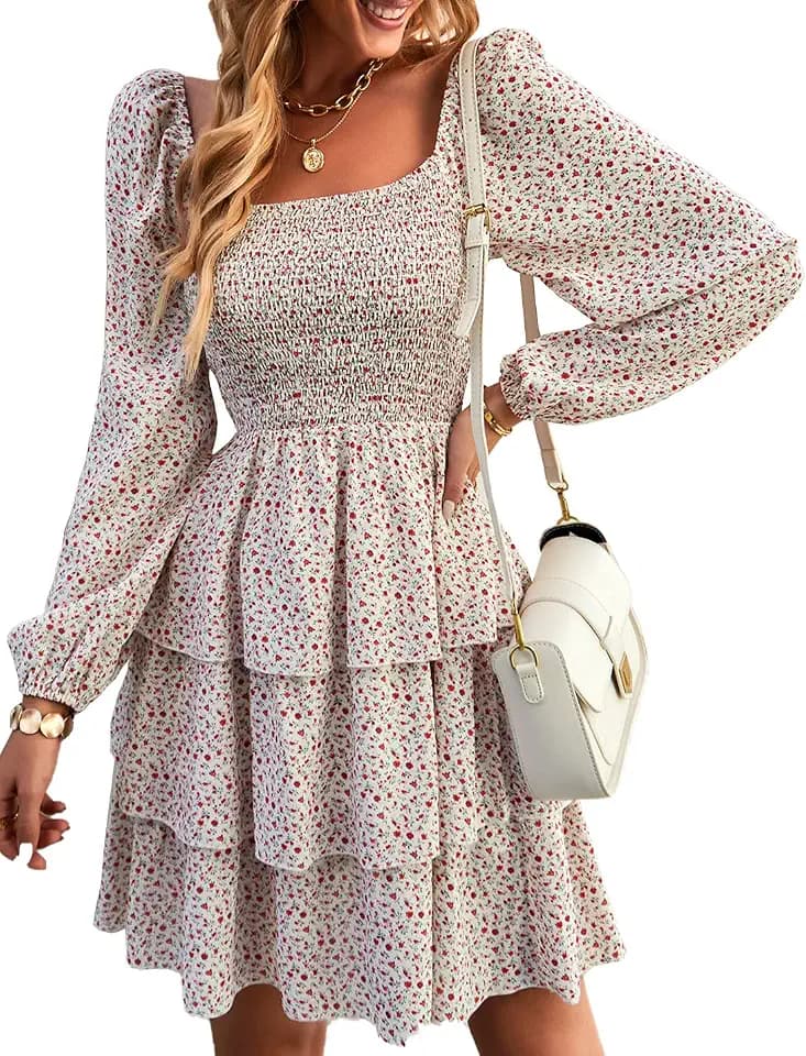 BTFBM Women's Mini Smocked Wedding Guest Dress