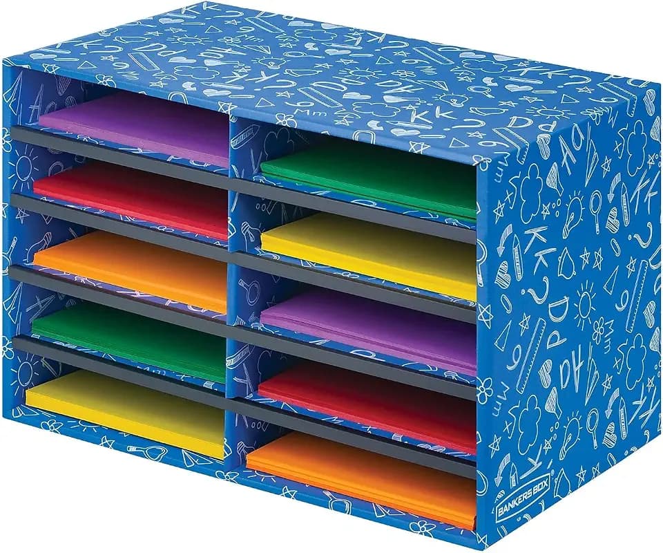 Bankers Box 10-Compartment Mail Sorter, 19.5" x 12.375", Blue