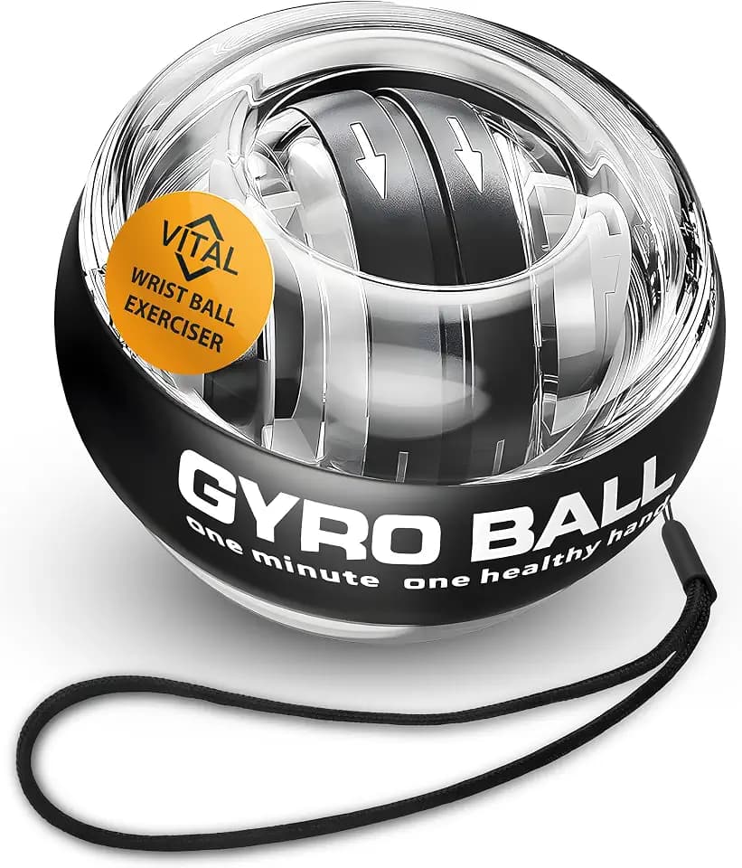 Vital Hand Grip Strength Gyro Ball Wrist Exerciser Baseball Trainer Zinc Rotor, Gyroscopic Action, Baseball Training, Wrist Exerciser, Forearm Trainer, Gym Equipment, LED Option