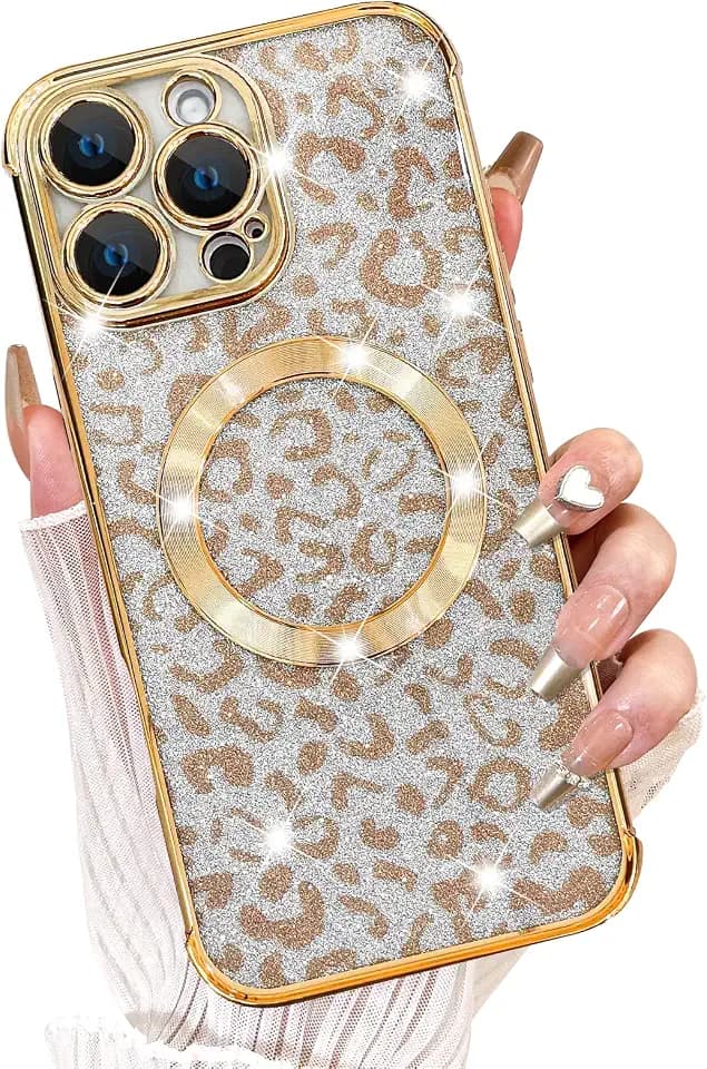 Fiyart Magnetic for iPhone 16 Pro Max Case,Cheetah Leopard Print 6.9"-Gold