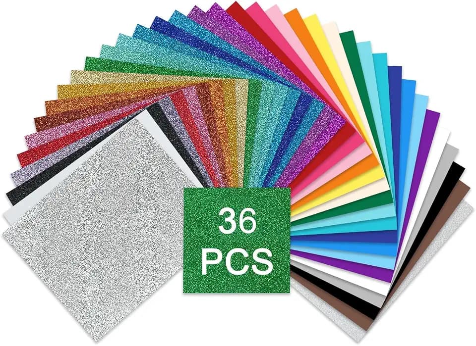 36 Pack HTV Heat Transfer Vinyl Sheets, 12" x 10" Iron on Vinyl for T-Shirt