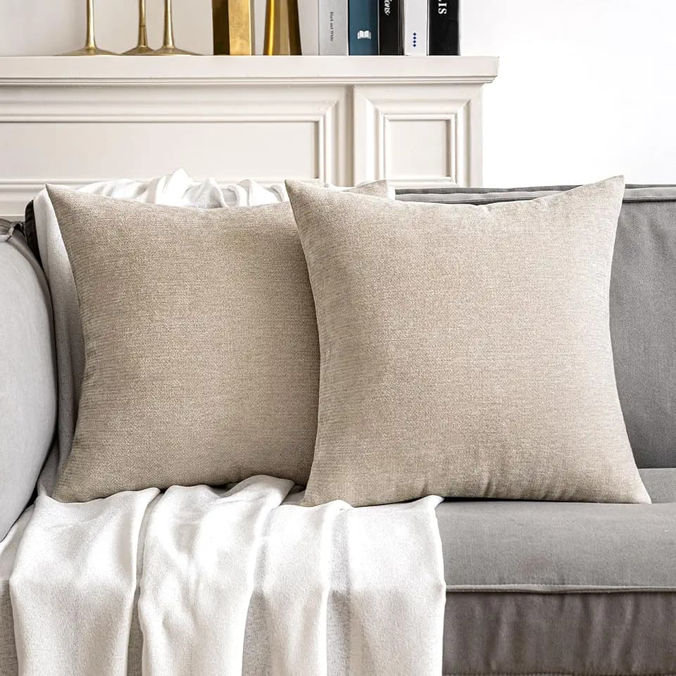 MIULEE Pack of 2 Beige Decorative Pillow Covers 20x20 Inch