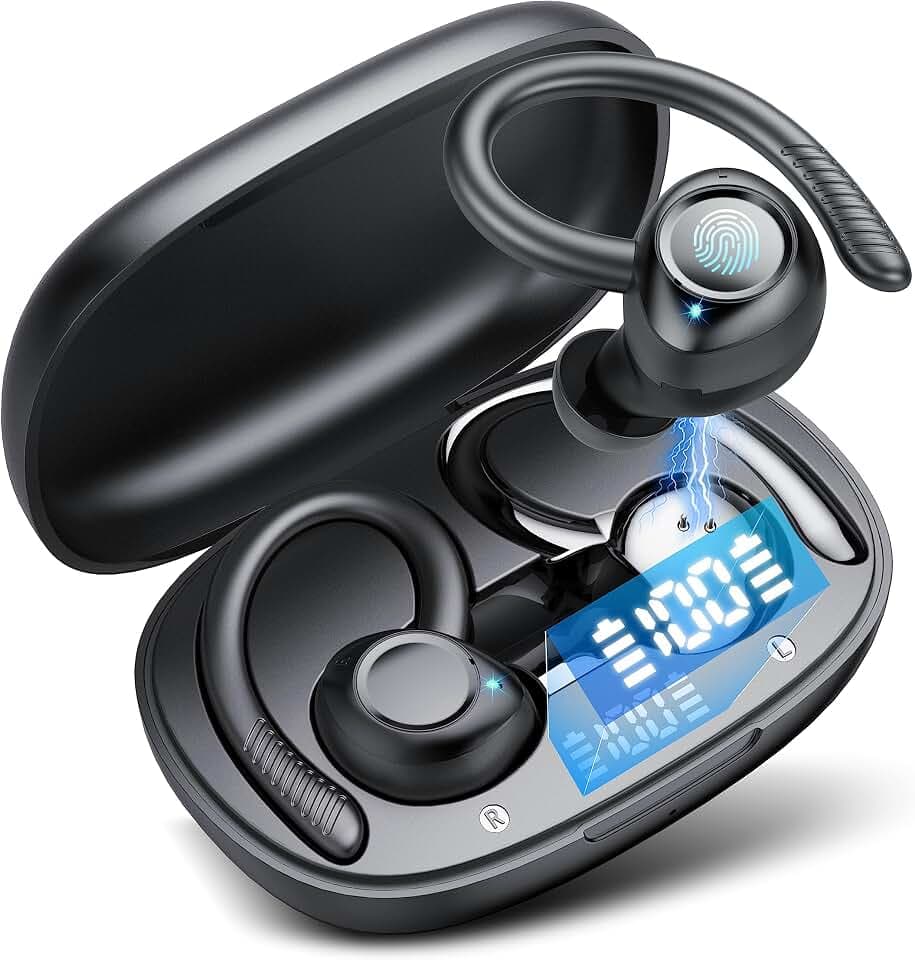 coioc Bluetooth Kopfhörer Sport, In Ear Kabellos Bluetooth 5.3, 50 Std Spielzeit LED Anzeige, IPX7 Wasserdicht Ohrhörer, Tiefer Bass, Bequem zu Tragende Kabellose Kopfhörer für Den Sport