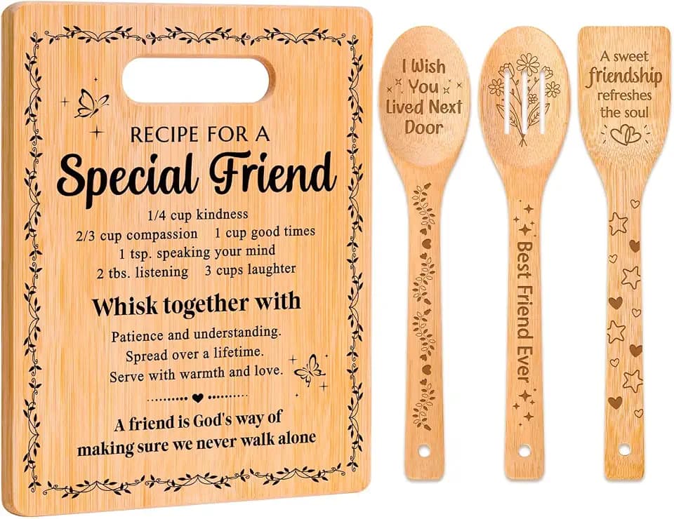LUMELOOM Best Friends Gifts for Women - Bamboo Cutting Board Set