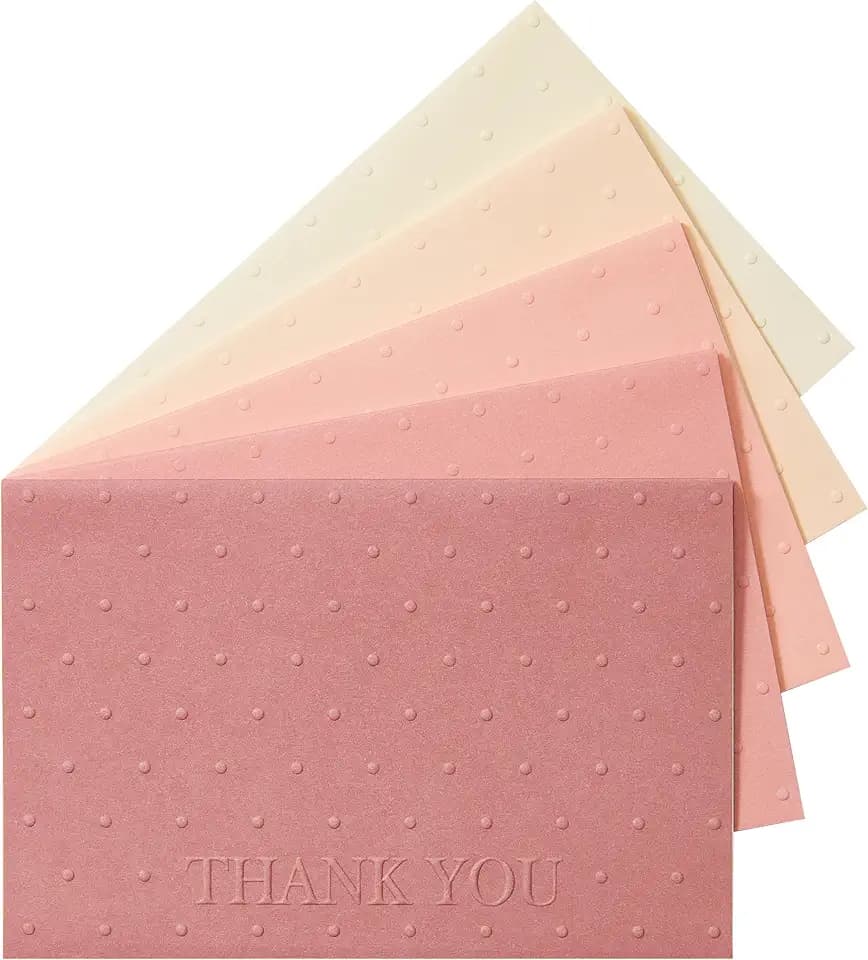 Crisky 4x6 Embossed Thank You Cards (50 Pack) with Envelopes & Stickers Thank You Greeting Notes Bulk for Birthday, Baby Shower,Bridal Shower, Wedding, Graduation Shade of Dusty Rose