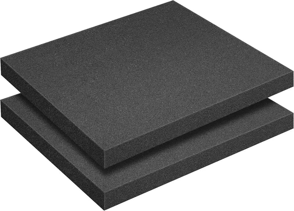 2 Pcs Black Polyurethane Foam Sheet, Cuttable Foam Inserts for Cases