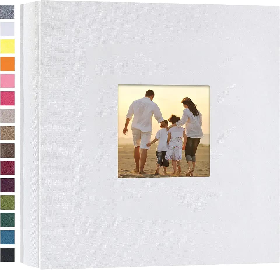 potricher Photo Album 4x6 Pictures, 200 Pockets, Linen Cover, White