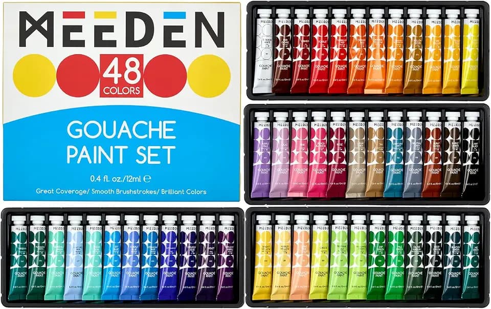 MEEDEN Gouache Paint Tube Set: 48 x 12ml (0.4 oz) Colors Art Paint