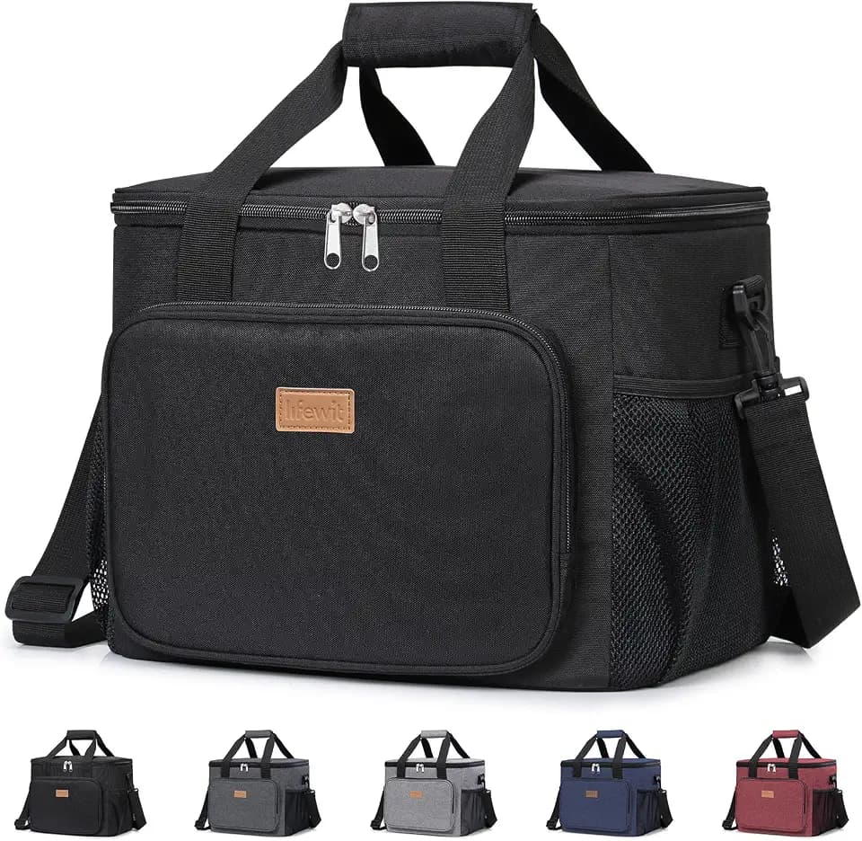 Lifewit Insulated Lunch Box for Men, Lunch Bag Cooler Women, Black 40-Can 24L